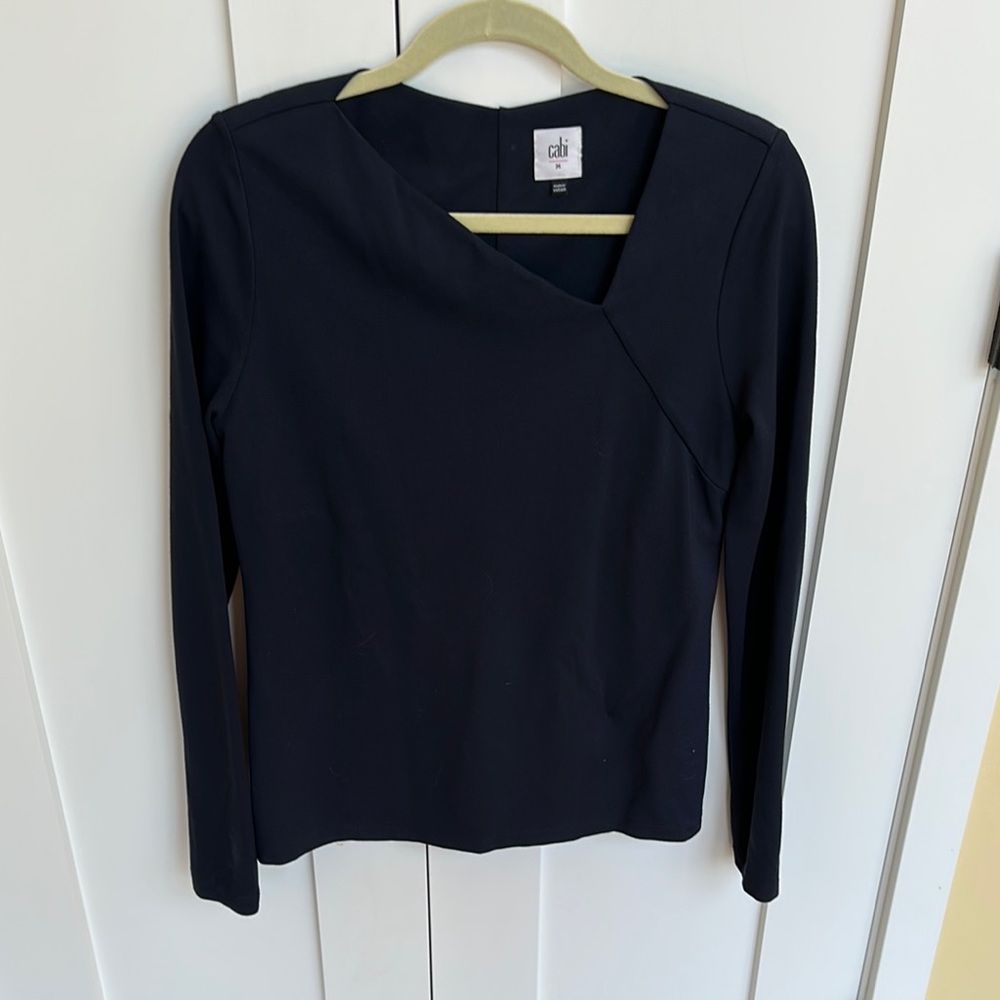 CAbi Black Asymmetrical Blouse Size M
